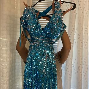 Beautiful sequined mermaid no train floor length gown